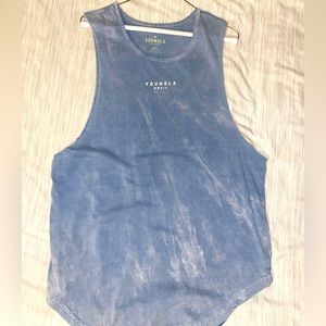 Young LA acid light blue wash wavy muscle tank